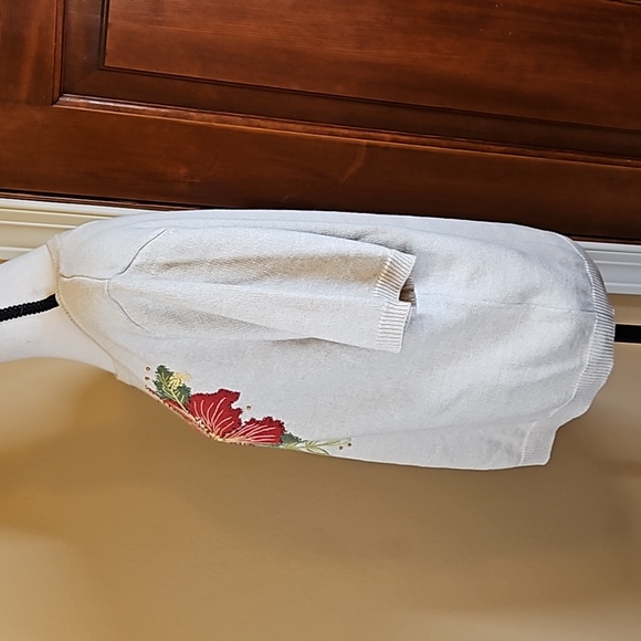 ALFRED DUNNER SWEATER SHORT SLEEVE PXL PETITE EMBROIDERY FLOWER VINTAGE - Picture 6 of 9